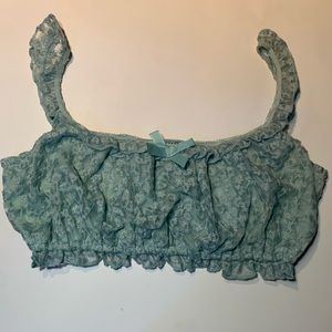 Forever 21 Medium green floral top and pink off the shoulder top.